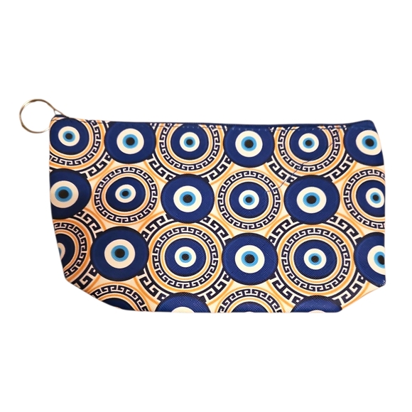 Evil Eye Blue and Gold Patterned Pencil Case or Cosmetics Bag, NWOT - Picture 1 of 2